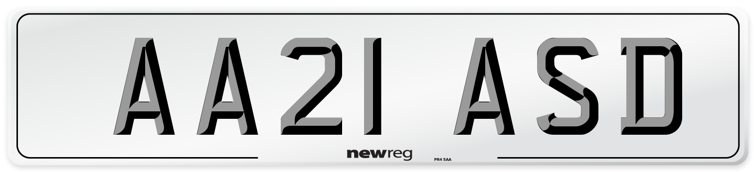 AA21 ASD Number Plate from New Reg